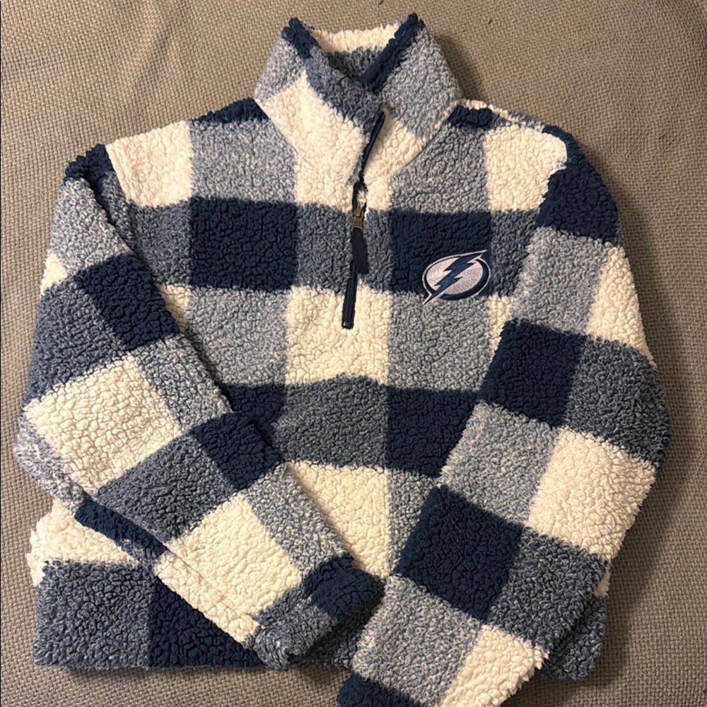 Tampa Bay Lightning Blue and White Checkered Fleece Pullover